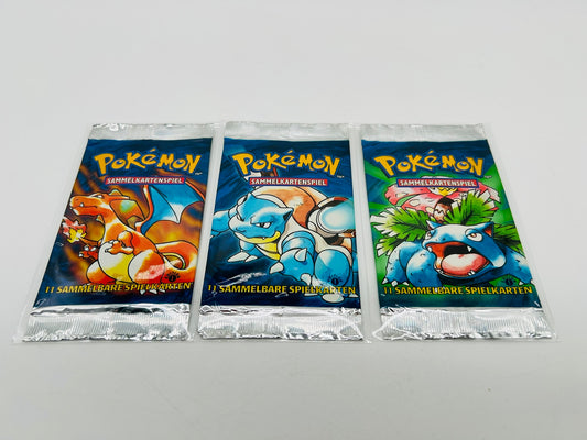 Pokémon Basis/Base Set 1. Edition Fullset 3 Booster Alle Artworks [Deutsch / Leer]