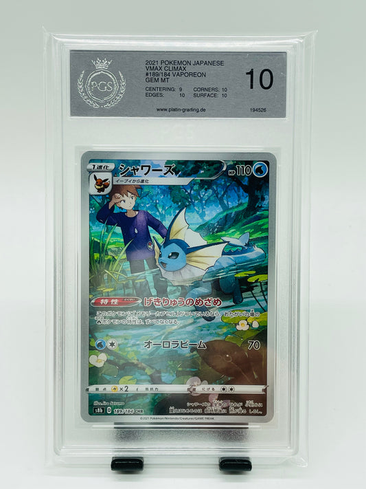 Aquana/Vaporeon + Trainer Fullart 189/184 PGS 10 - VMax Climax