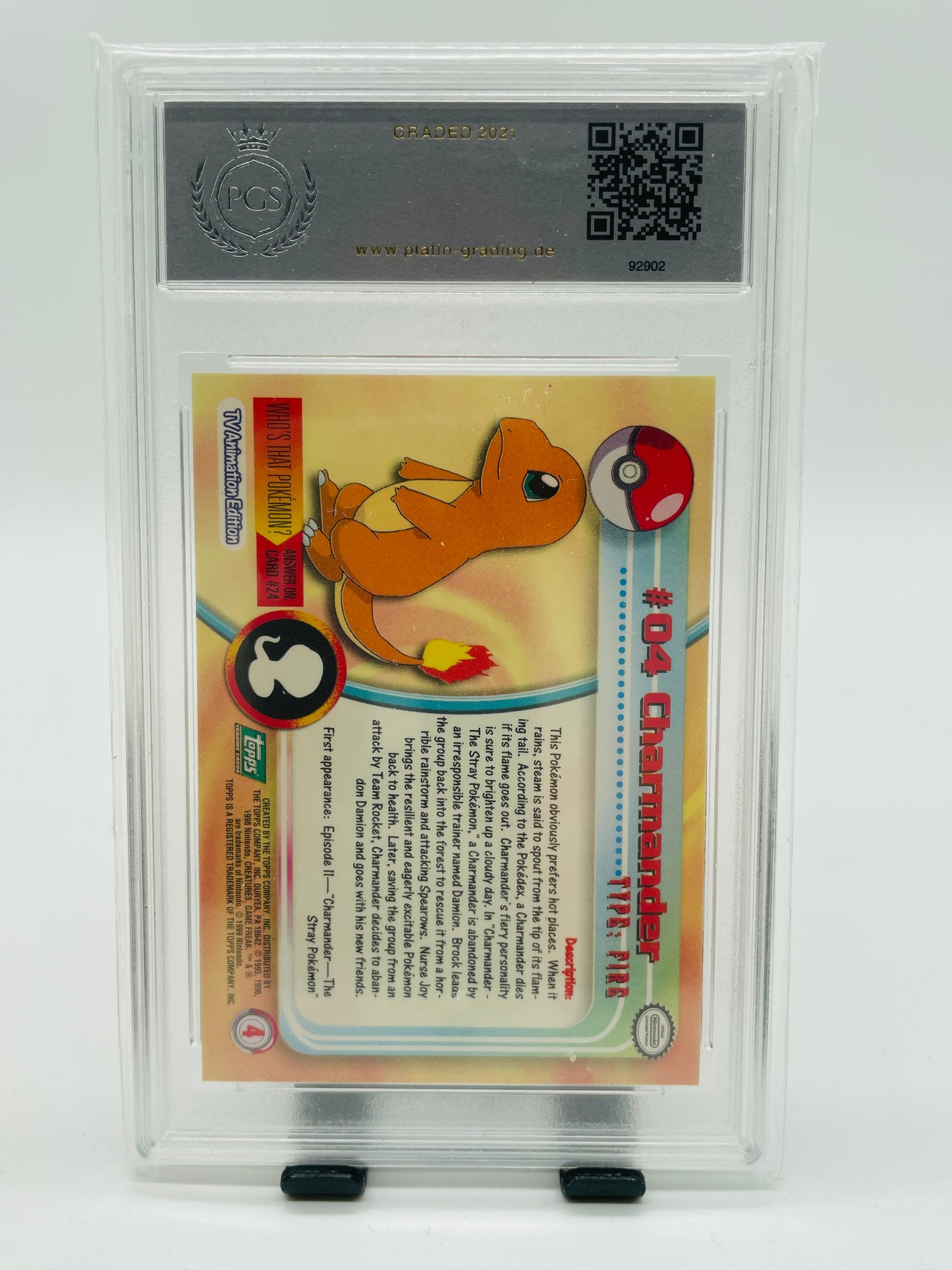 Pokémon Glumanda/Charmander #4 PGS 8,5 - Topps Tv Animation Edition [ENG]